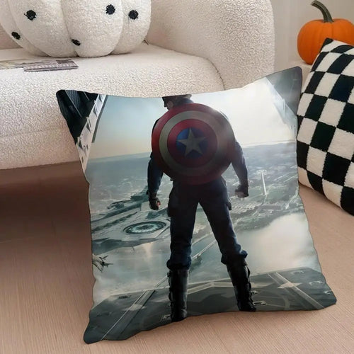 Poszewka na poduszkę Captain America — widok z lotu ptaka na miasto