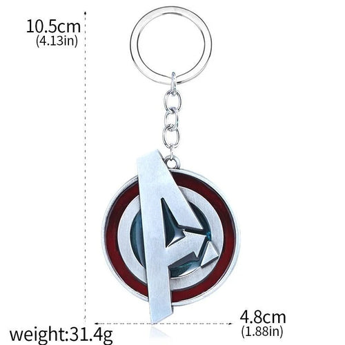 Brelok Avengers z logo A – srebrna czerwona tarcza