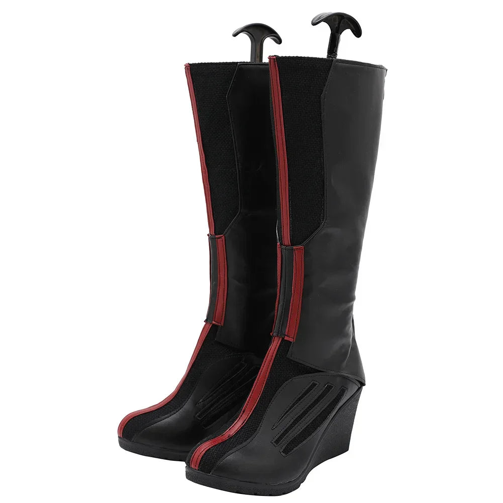 Buty Scarlet Witch – czarna i czerwona skóra na koturnie (kobieta)