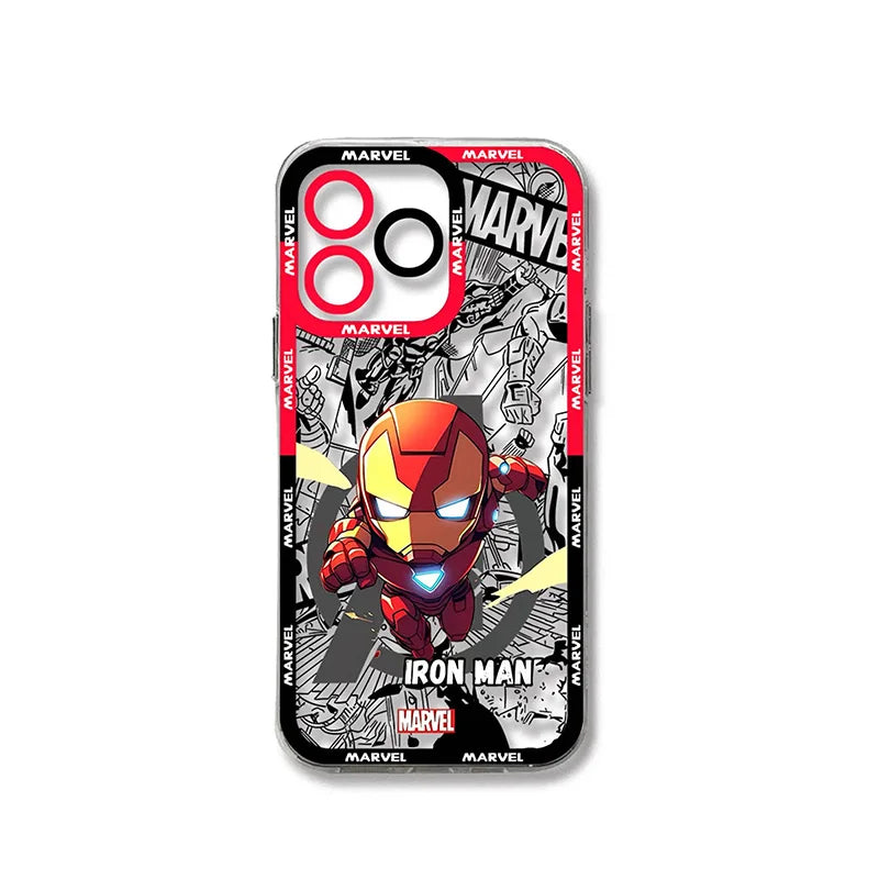Etui Oppo Iron Man – chibi Marvel, czerwone komiksowe tło