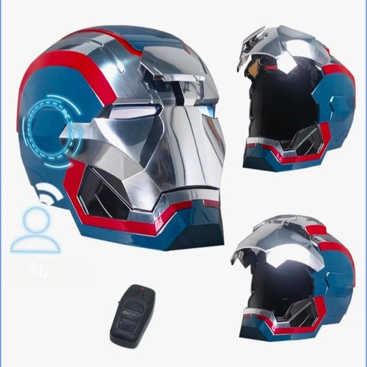 Kask War Machine – chromowany, srebrno-niebiesko-czerwony