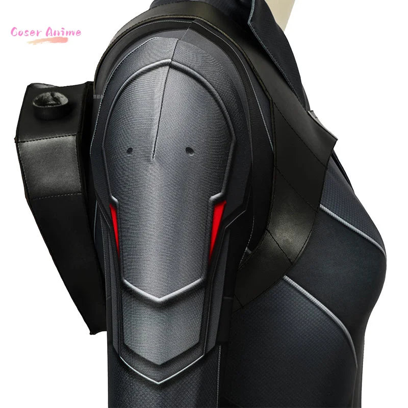 Kostium cosplay Black Widow z filmu - czarny kombinezon ze złotym paskiem, dla dorosłych
