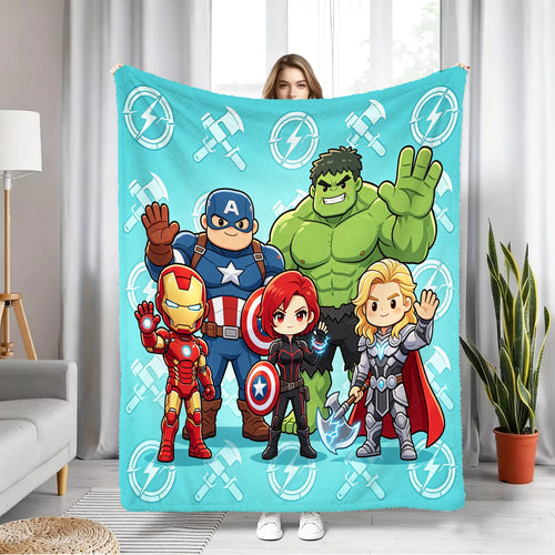 Koc polarowy Avengers Chibi – turkusowa drużyna
