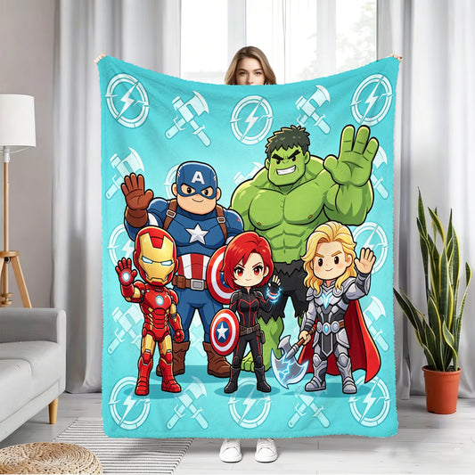 Koc polarowy Avengers Chibi – turkusowa drużyna