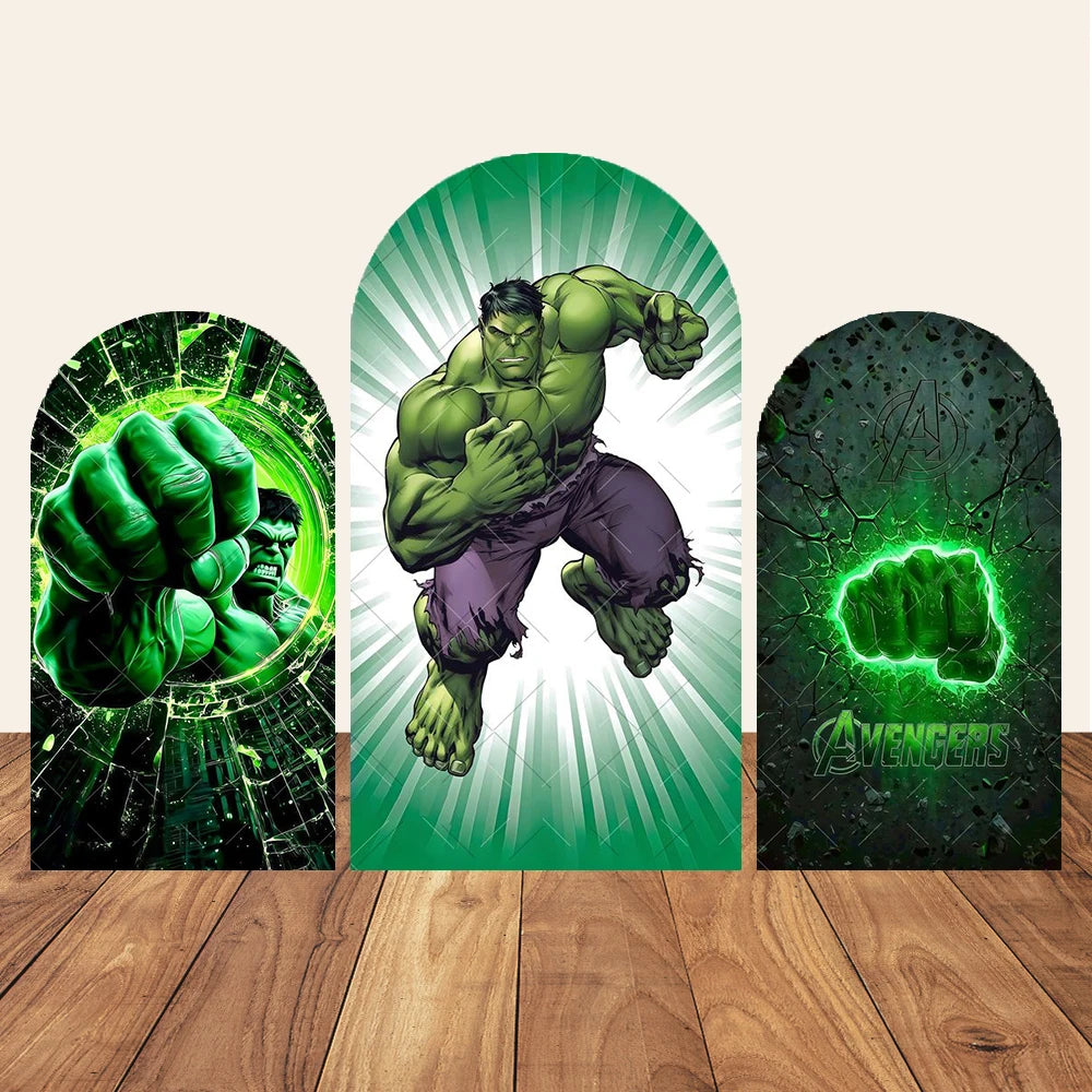 Tło imprezowe z łukiem Avengers Hulk – pięść rozbijająca szkło
