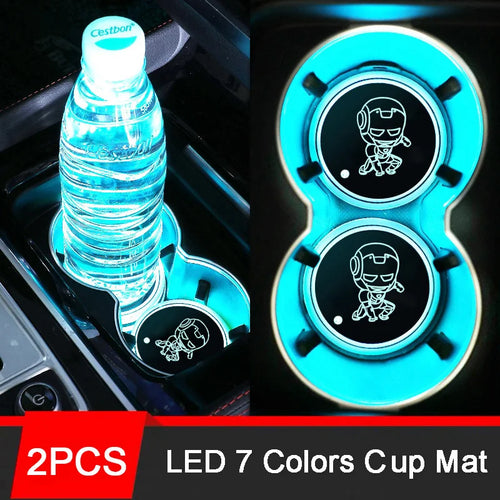 Podstawki LED pod kubki Iron Man – zestaw 2 sztuk, wielokolorowe, uniwersalne