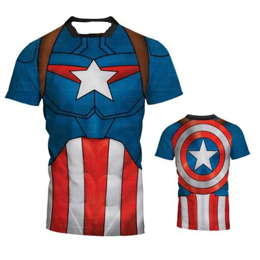 Koszulka kompresyjna Avengers Kapitan Ameryka – tarcza na plecach