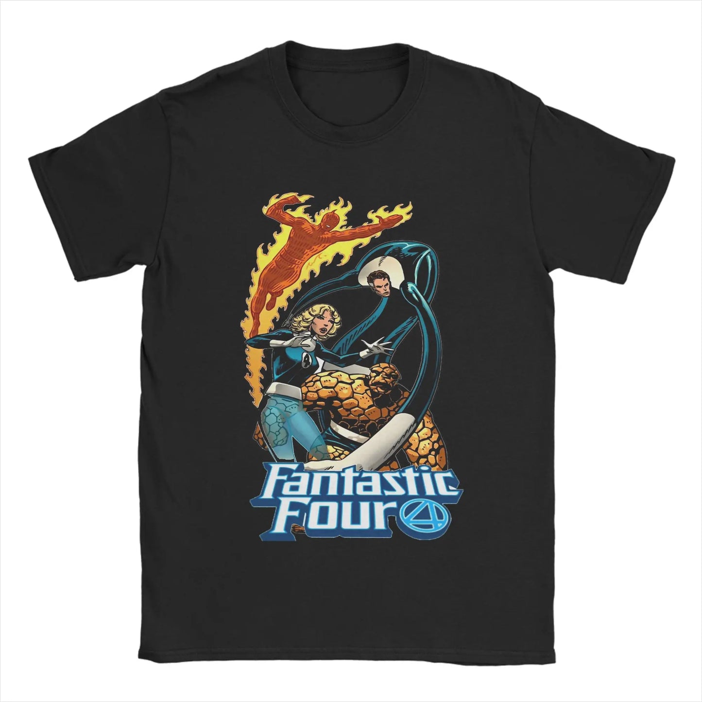 T-shirt The Fantastic 4 First Steps – retro niebieski plakat, unisex