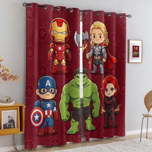 Zasłony Avengers Chibi – zaciemniające, bordowe
