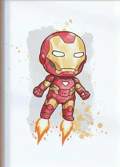 Plakat akwarelowy Iron Man – reaktory w locie