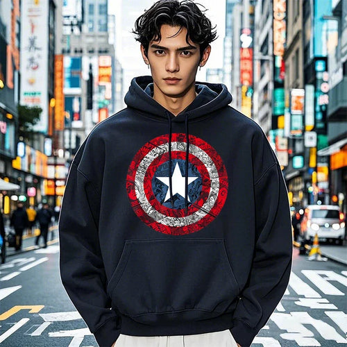 Bluza z kapturem Captain America – tarcza w stylu komiksowym