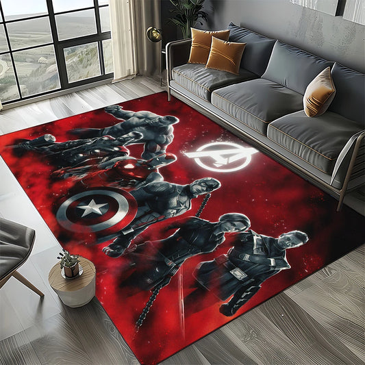 Dywan Avengers 3D – wzór z ciemnoczerwonym logo drużyny