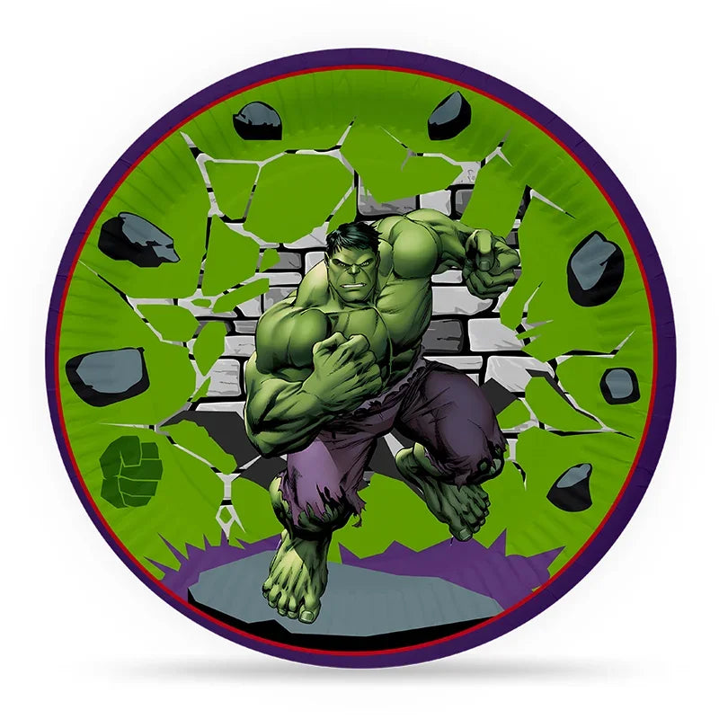 Zestaw urodzinowy Hulk – talerze, kubki, sztućce i dekoracje