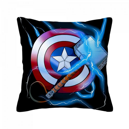Poszewka na poduszkę Avengers – skrzyżowane tarcza i Mjolnir