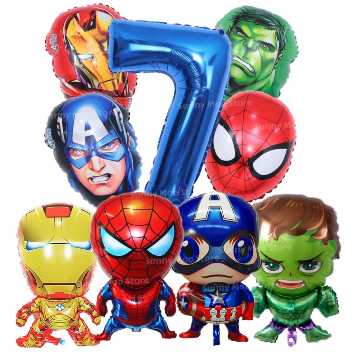 Zestaw dekoracji urodzinowych Avengers – balony z cyframi Iron Man Spider-Man