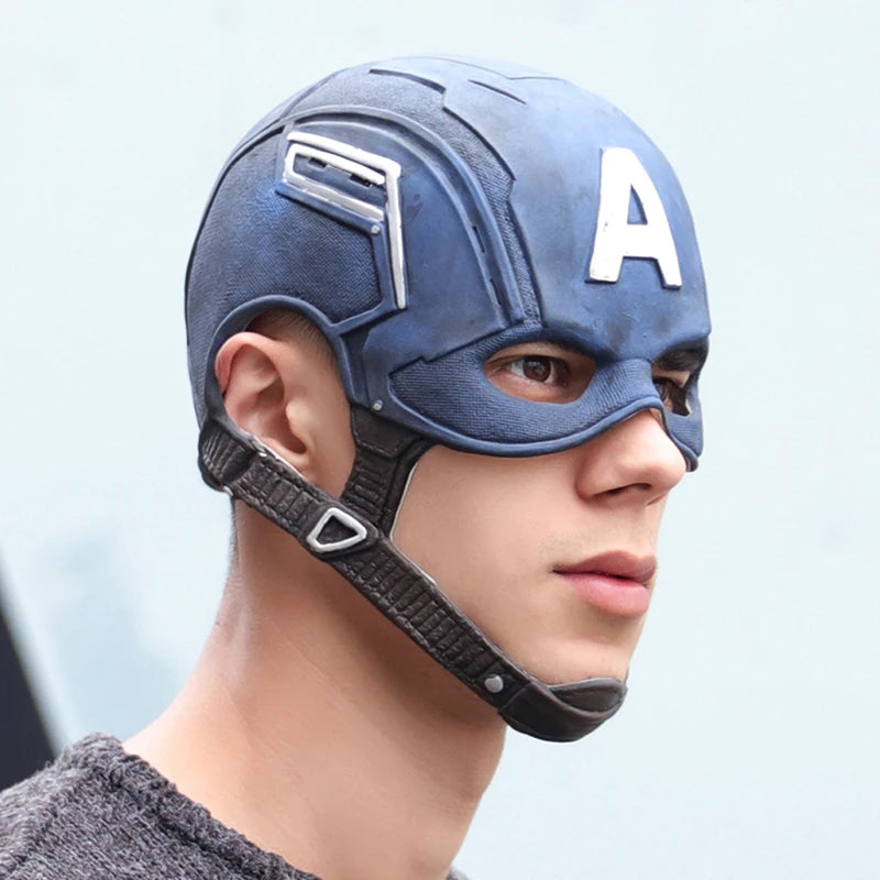 Lateksowa maska Kapitana Ameryki — replika filmowa do cosplayu