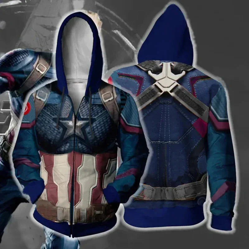 Bluza z kapturem Avengers Captain America – cosplayowy hoodie 3D