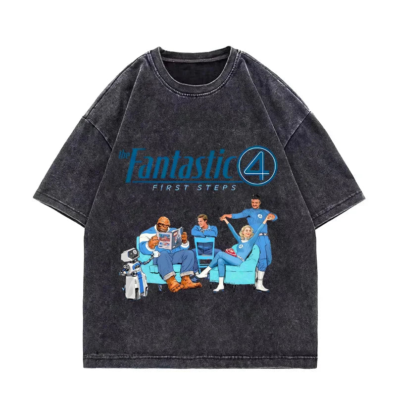 T-shirt The Fantastic 4 – sprany czarny, drużyna, fason oversize