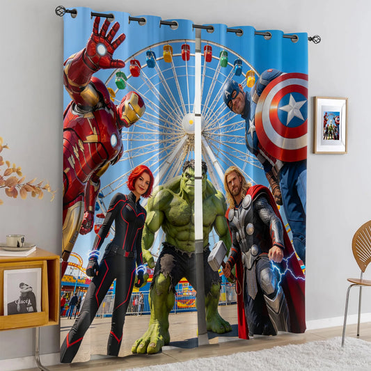 Zasłony Avengers Superhero – zaciemniające, drużyna w błękicie