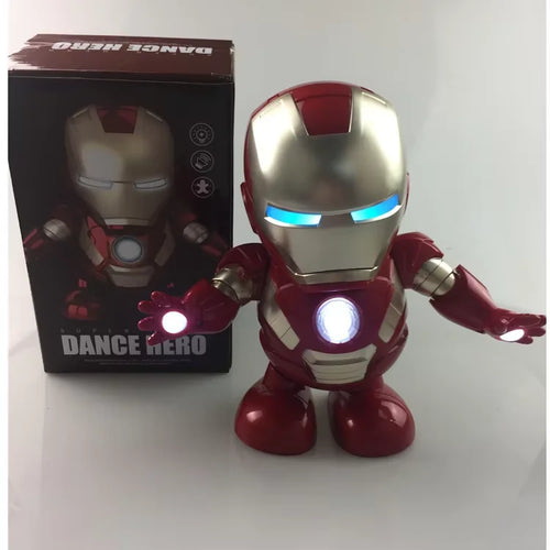 Tańczący robot LED Avengers Iron Man – srebrny hełm Dance Hero