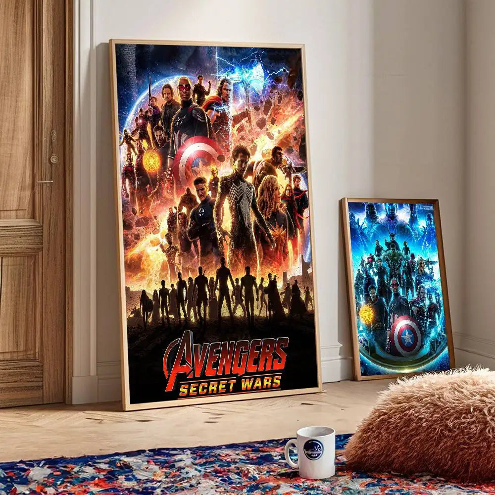 Plakat Avengers Secret Wars – kosmiczny projekt z eksplozją i drużyną