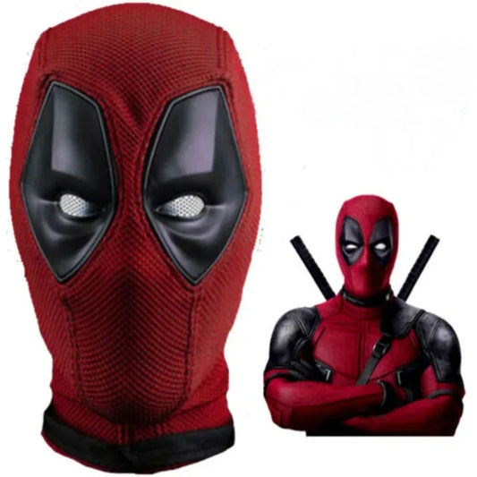 Maska-kaptur Deadpool — pełny cosplay z czerwono-czarnego materiału