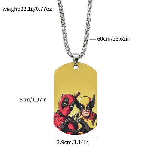 Nieśmiertelnik Deadpool i Wolverine – serce, dłonie, żółte tło
