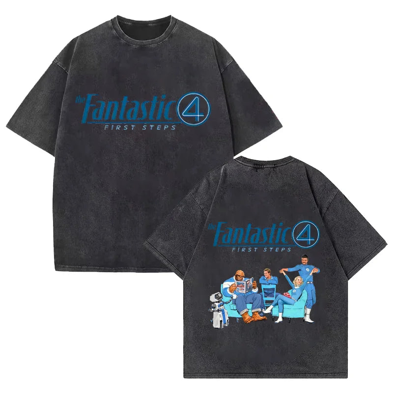 T-shirt The Fantastic 4 – sprany czarny, drużyna, fason oversize