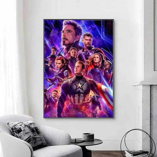 Plakat Avengers Infinity War – kolorowy projekt drużyny z Endgame