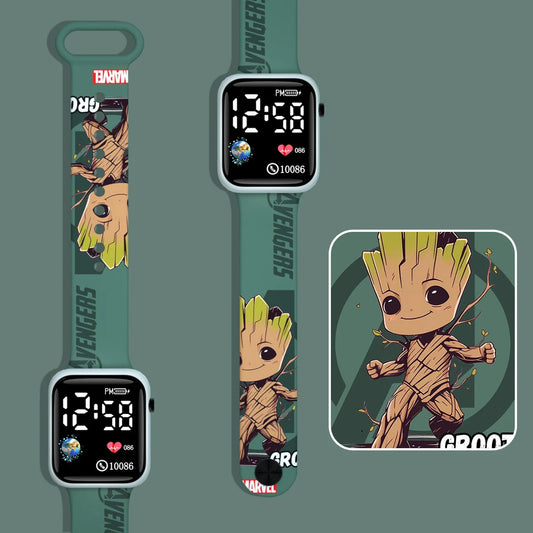 Dziecięcy zegarek LED Baby Groot – zielony