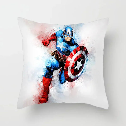 Poszewka na poduszkę Captain America — akwarelowy bohaterski bieg