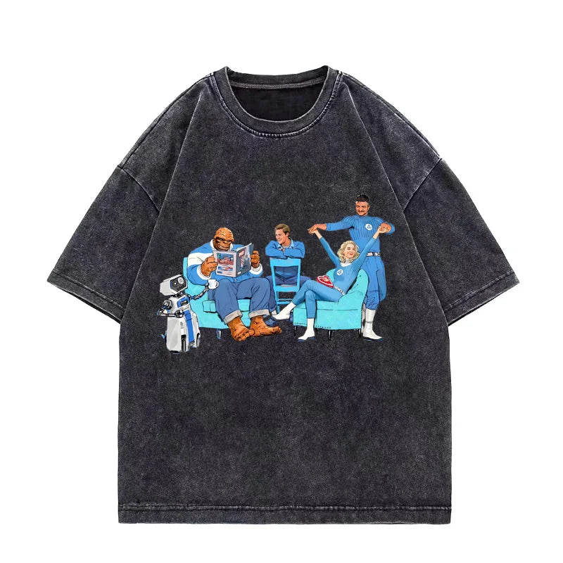 T-shirt The Fantastic 4 – sprany czarny, drużyna, fason oversize