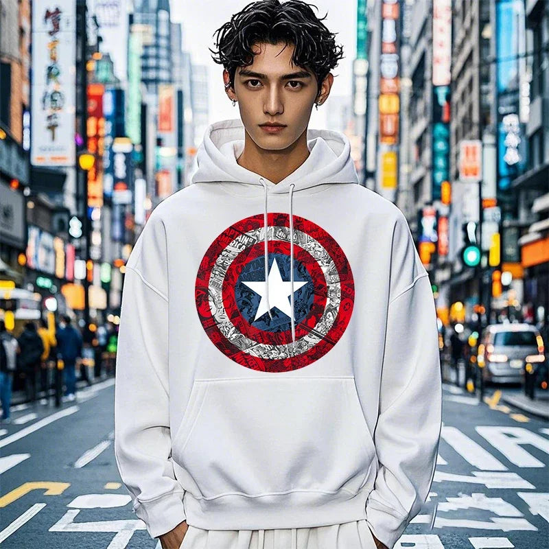 Bluza z kapturem Captain America – tarcza w stylu komiksowym