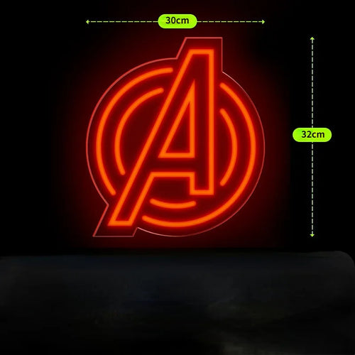 Neon LED Avengers – czerwone logo A