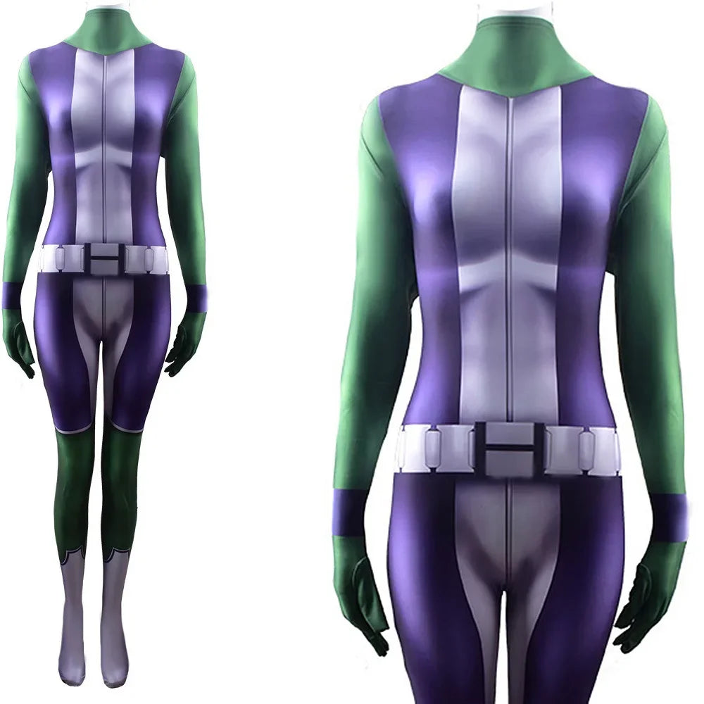 Strój She-Hulk – fioletowo-biały kombinezon