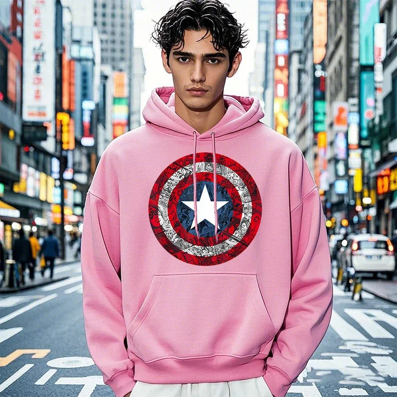 Bluza z kapturem Captain America – tarcza w stylu komiksowym