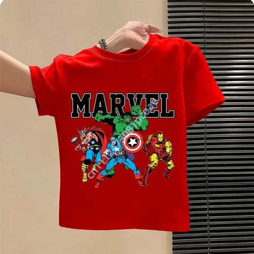 Dziecięcy T-shirt Avengers Retro Comics Group - czerwony