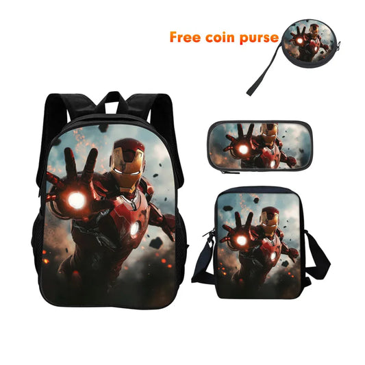 3-częściowy zestaw tornistra Avengers Iron Man – Aktywny repulsor na tle pyłowego nieba