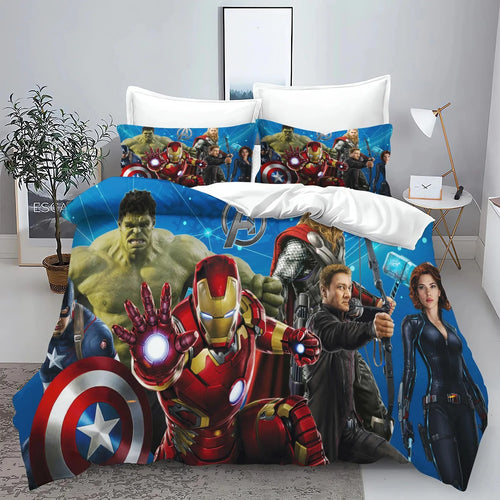Poszwa na kołdrę Avengers — grupa na niebieskim tle z logo