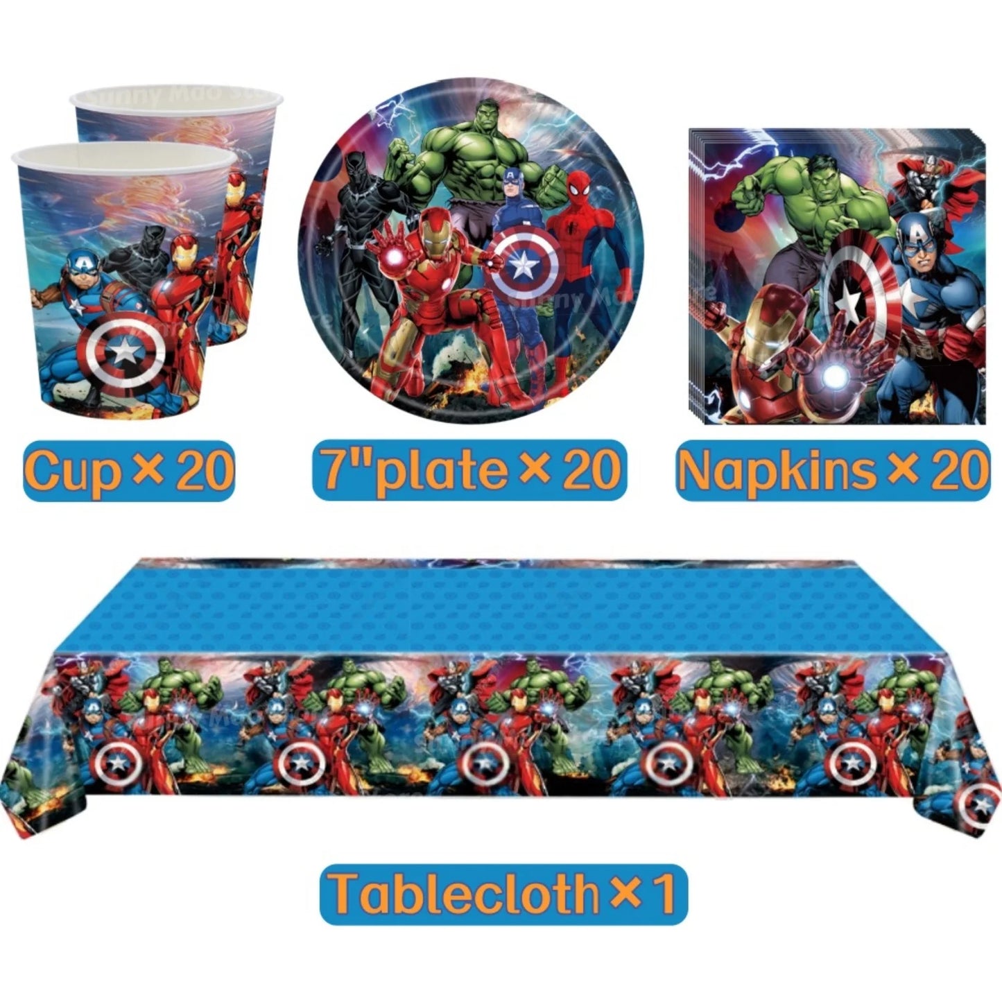 Zestaw dekoracji urodzinowych Avengers – balony z cyframi Iron Man Spider-Man