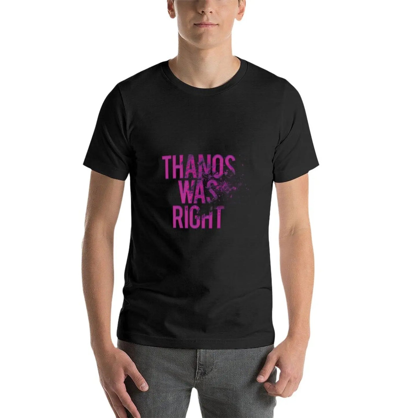 Koszulka Thanos Was Right – męska, napis z efektem pyłu