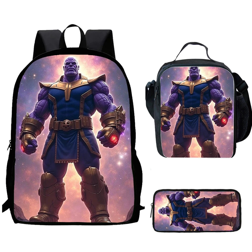 Plecak Thanos Kosmiczny 3-częściowy – czerwona galaktyka, zestaw szkolny dla dziecka