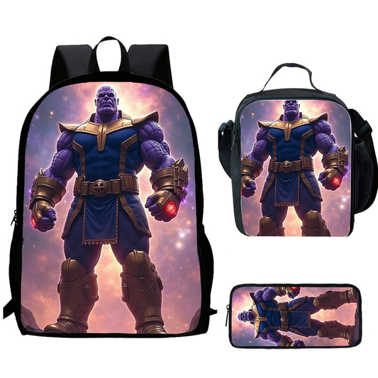 Plecak Thanos Kosmiczny 3-częściowy – czerwona galaktyka, zestaw szkolny dla dziecka