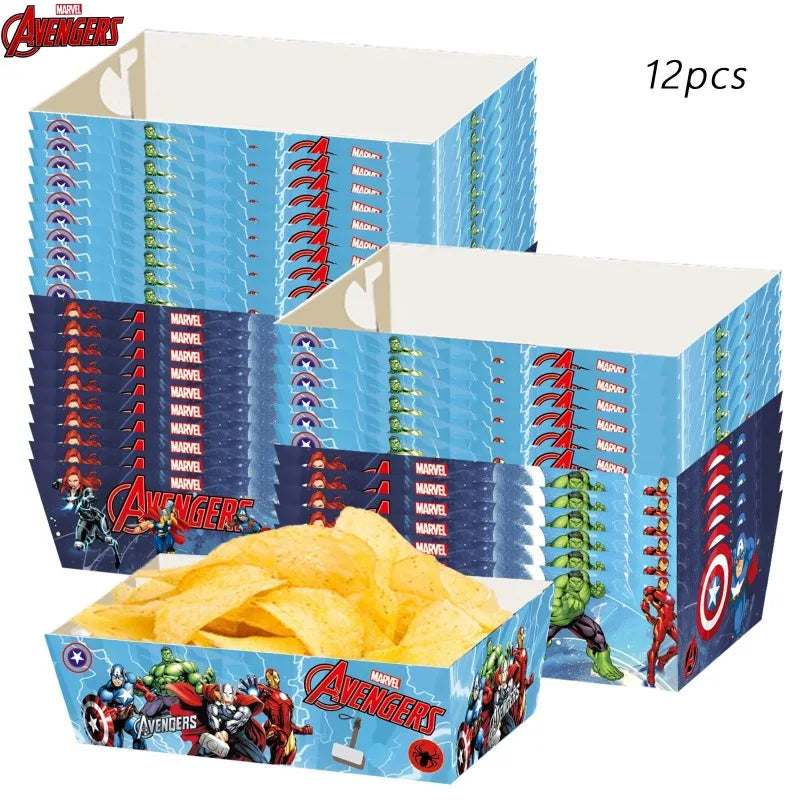 Kartonowe tacki Avengers – jednorazowe naczynia na frytki i popcorn, 12 szt.