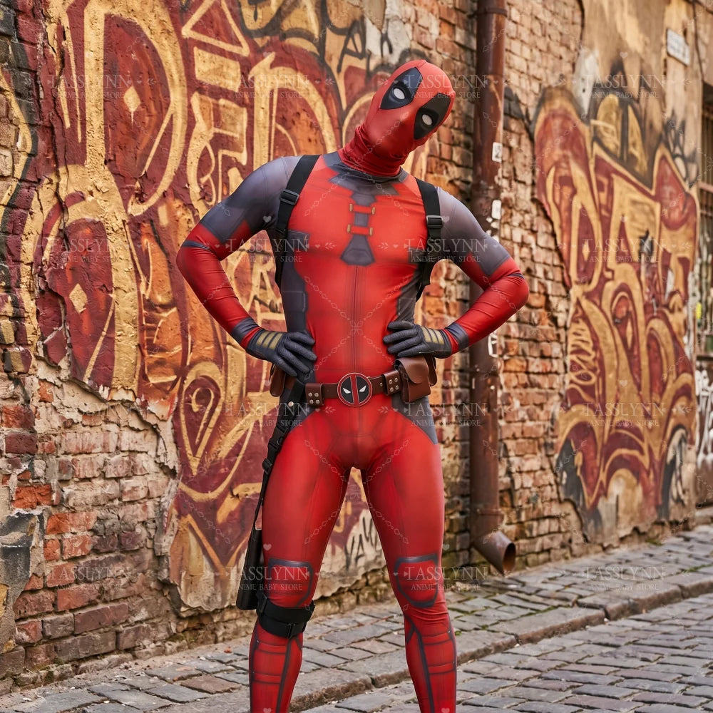Kompletny kostium cosplay Deadpoola – katany, maska i pas, dla dorosłych