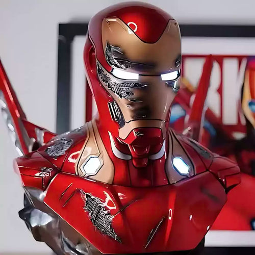 Podświetlany popiersie z żywicy Iron Man MK50 – efekt uszkodzeń bojowych