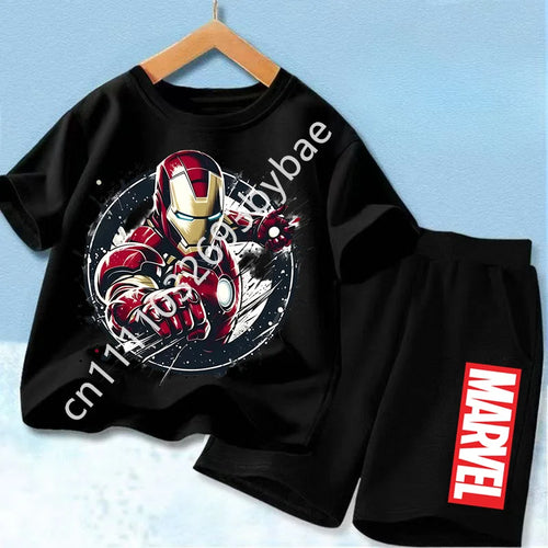 Dziecięcy T-shirt Avengers Iron Man — całkowicie czarny komplet
