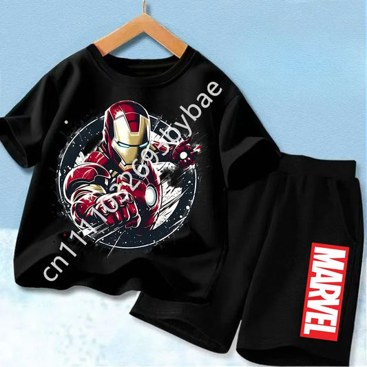 Dziecięcy T-shirt Avengers Iron Man — całkowicie czarny komplet