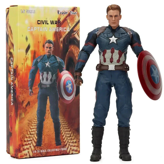 Figurka Avengers Captain America – czerwona tarcza, ogniste tło 1/6