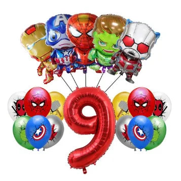 Dekoracje urodzinowe Avengers – balon w kształcie cyfry 9
